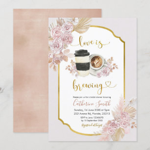 Boho Blommig Kärlek Bryggs Kaffe Inbjudan