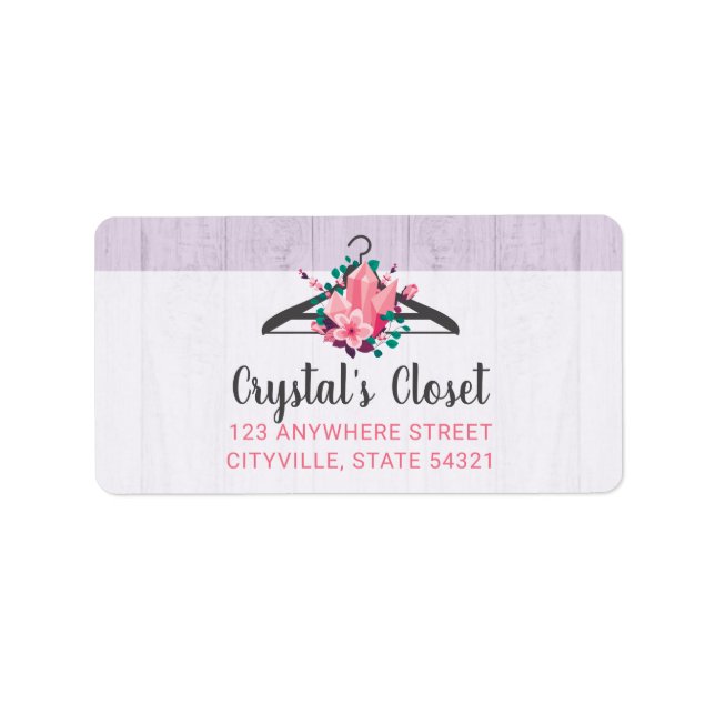 Boho Blommig Klädhängare Garderob Mode Boutique Adressetikett (Framsidan)