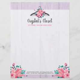 Boho Blommig Klädhängare Garderob Mode Boutique Brevhuvud