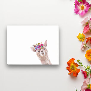 Boho Blommig Lama Alpaca Akvarell Post-it Block