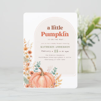Boho Blommig Liten Pumpa Bebis Shower Inbjudningar