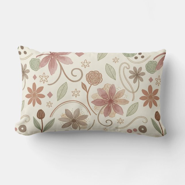Boho Blommig  Lumbarkudde (Framsida)