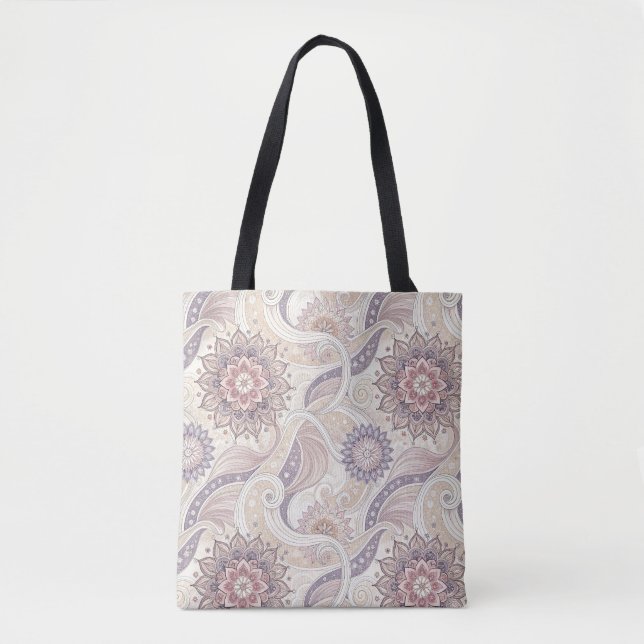 Boho Blommig Mandala Andlig Designmönster Tygkasse (Framsida)