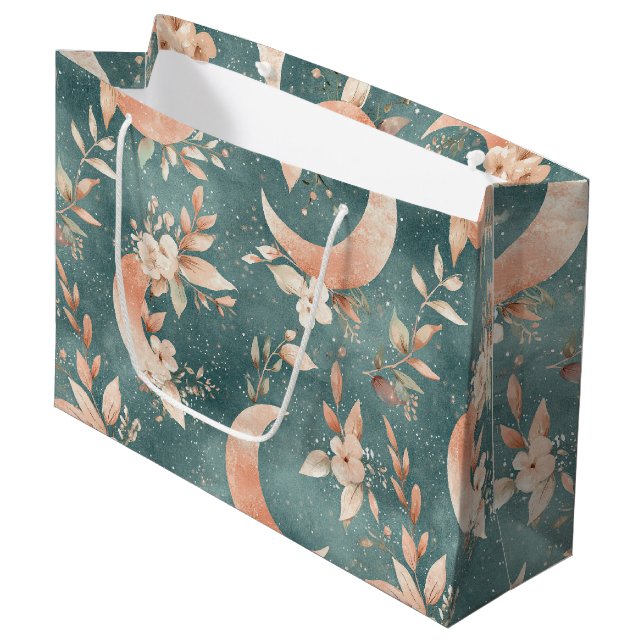 Boho Blommig Måne Vintage Celestial Jordtoner (Framsidan Vinklad)