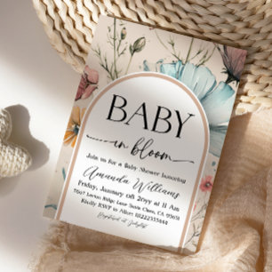 Boho Blommig Neutral Baby i Blom Baby Shower Inbjudningar