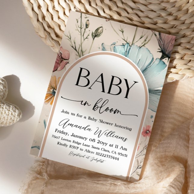 Boho Blommig Neutral Baby i Blom Baby Shower Inbjudningar (Skapare uppladdad)