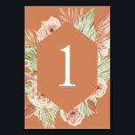 Boho blommig, palm och pampas terrakotta bröllops  bordsnummer<br><div class="desc">boho blommig palm och pampas terrakotta bröllops bordnummer</div>