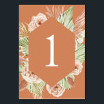 Boho blommig, palm och pampas terrakotta bröllops  bordsnummer<br><div class="desc">boho blommig palm och pampas terrakotta bröllops bordnummer</div>