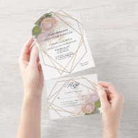 Boho Blommig Pampasgräs Protea Geometrisk Guld All