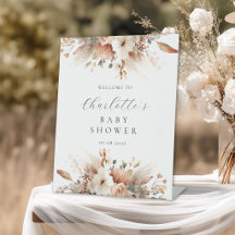 Boho Blommig Pampasgräs Ros Välkommen