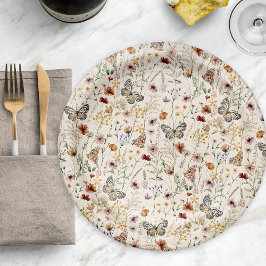 Boho Blommig Pappers Tallrik