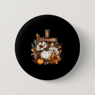 Boho Blommig Pumpa Kors Höst Jesus Kristet Tack Knapp