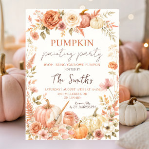 Boho Blommig Pumpamålning Festinbjudan Inbjudningar