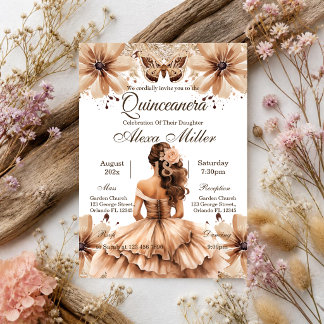 Boho Blommig Quinceañera Inbjudan
