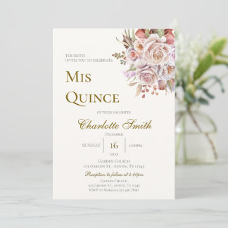 Boho Blommig Quinceanera Inbjudningar