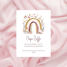 Boho Blommig Regnbåge Baby Shower Blöja Lotteri Tilläggskort