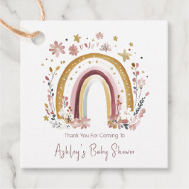 Boho Blommig Regnbåge Baby Shower Tack Gåvor Etiketter