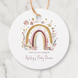 Boho Blommig Regnbåge Baby Shower Tack Kort Gåvor Etiketter