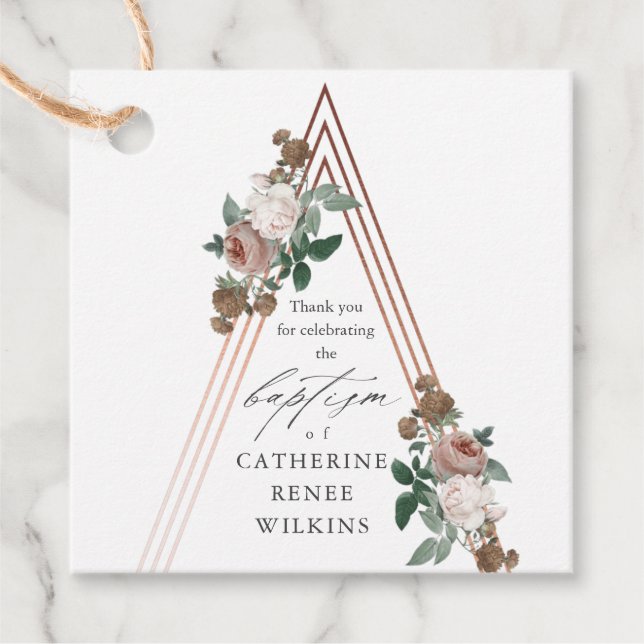 Boho Blommig Religiös Dop & Dopceremoni  Gåvor Etiketter (Framsida)