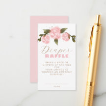 Boho Blommig Rosa Flickbaby Shower Blöja Lotteri