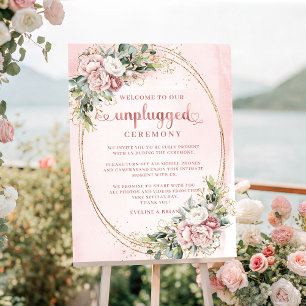 Boho Blommig Rosa Greenery Avstängd Affisch