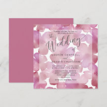 Boho Blommig Rosa Vattenfärg Bröllopsinbjudan