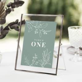 Boho Blommig Sagegrön Bordskort Poster