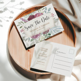 Boho Blommig Spara Datum Bröllop Meddelande Vykort