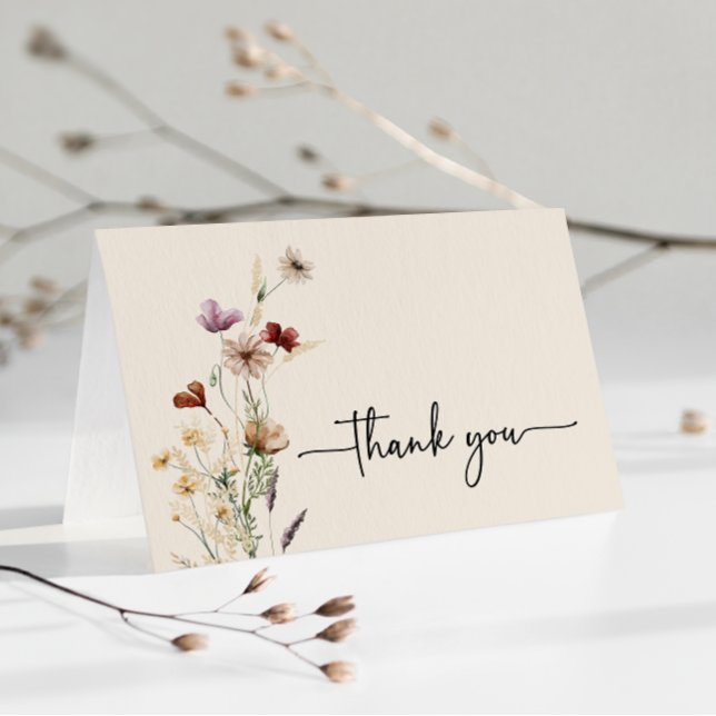 Boho Blommig Tacksamhetskort Tack Kort (Boho Floral Thank You Card
)