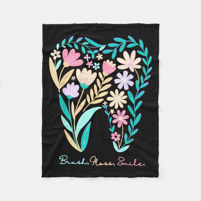 Boho Blommig Tand Blomma Tandläkare Student Tandlä Fleecefilt (Framsidan)