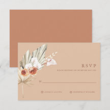 Boho Blommig Terrakotta Monogram Bröllop RSVP-kort