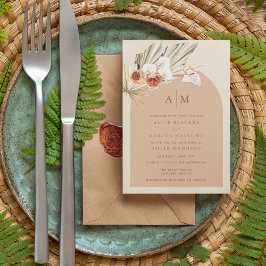 Boho Blommig Terrakotta Monogram Bröllopsinbjudan Inbjudningar