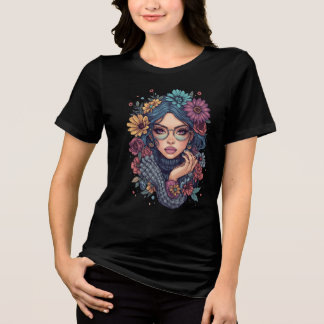 Boho Blommig Tjej T-Shirt