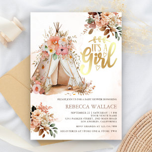 Boho Blommig Tribal Tält Babyfirande Inbjudningar