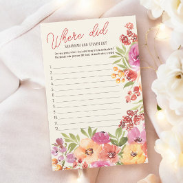 Boho Blommig Var Försvann De Bröllopsduschspel