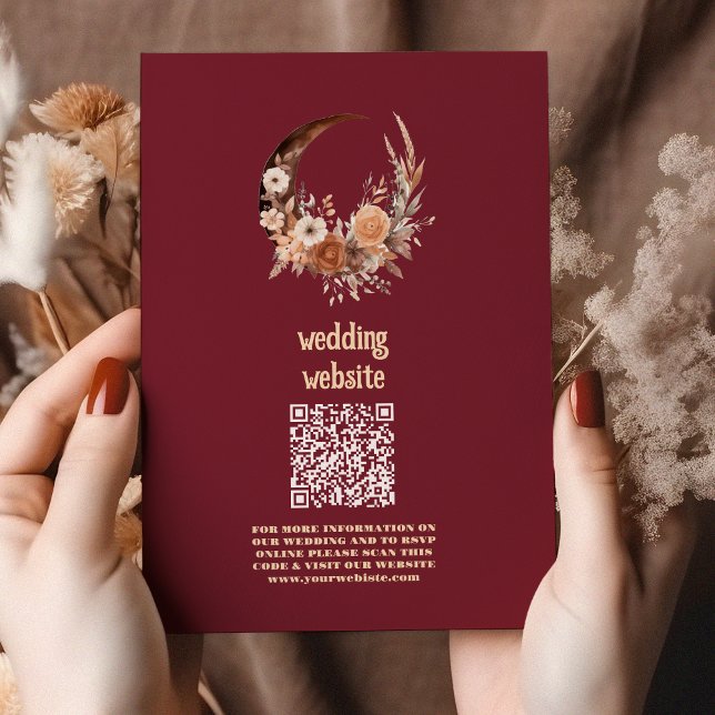 Boho Blommig Västerländsk Bröllops QR-KOD Tilläggskort (Skapare uppladdad)