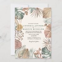 Boho Blommig Växt Bröllopsinbjudan
