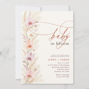 Boho Blommig Vild Orkidé Blommande Barnkalas Inbjudningar