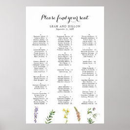 Boho Blommig Vildblomma Bröllop Placeringsplan Poster