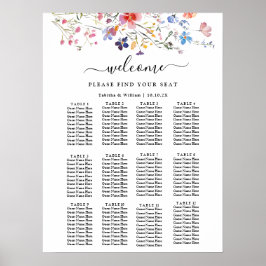 Boho Blommig vildblomma bröllop Placeringsplan Poster