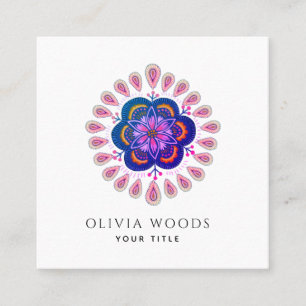 Boho Blommig Violett Rosa Fyrkantigt Visitkort