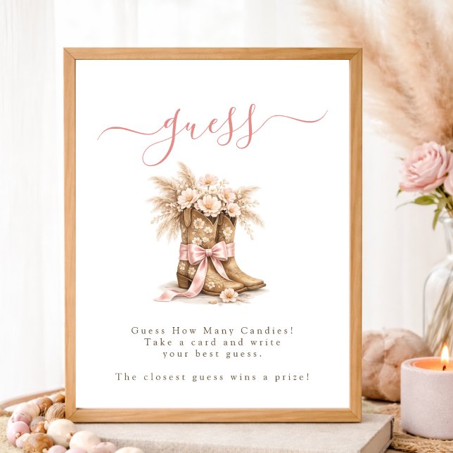 Boho Blommiga Stövlar Flicka Bebis Baby Shower Gis Poster (Skapare uppladdad)