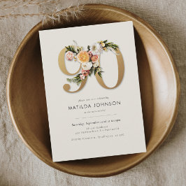 Boho Blommigt 90:e Birthday Inbjudningar