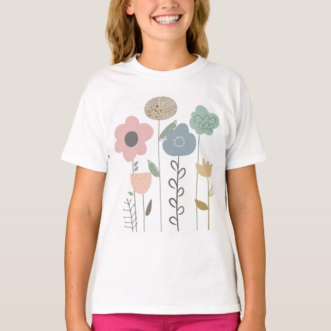 Boho Blommigt Abstrakt Tapet T Shirt (Framsida)