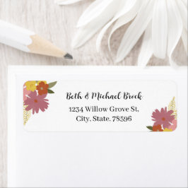 Boho Blommigt Address Label Returadress Etikett