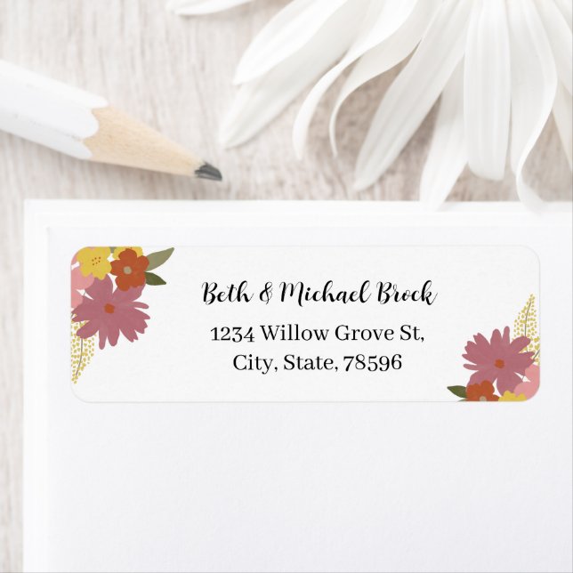 Boho Blommigt Address Label Returadress Etikett (Insitu)