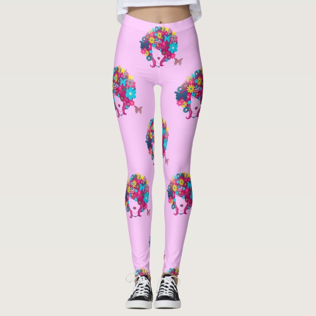 boho blommigt afro leggings (Framsida)