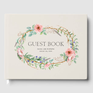 Boho-Blommigt andedräkt med din Anpassningsbar Gästböcker
