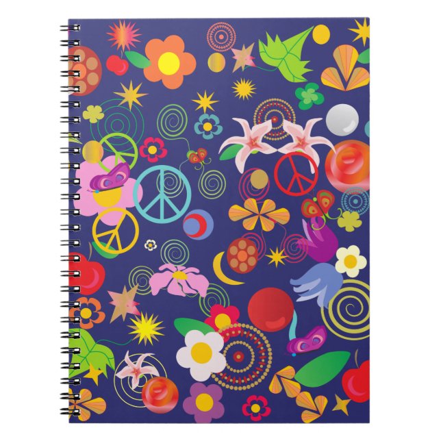 Boho blommigt anteckningsbok med spiral (Framsidan)