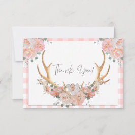 BOHO Blommigt Antlers Coral Gingham Tack Kort
